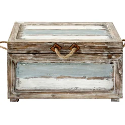 * Nantucket Weathered Wood Decorative Storage Trunk, Medium Fashion< Accent Tables