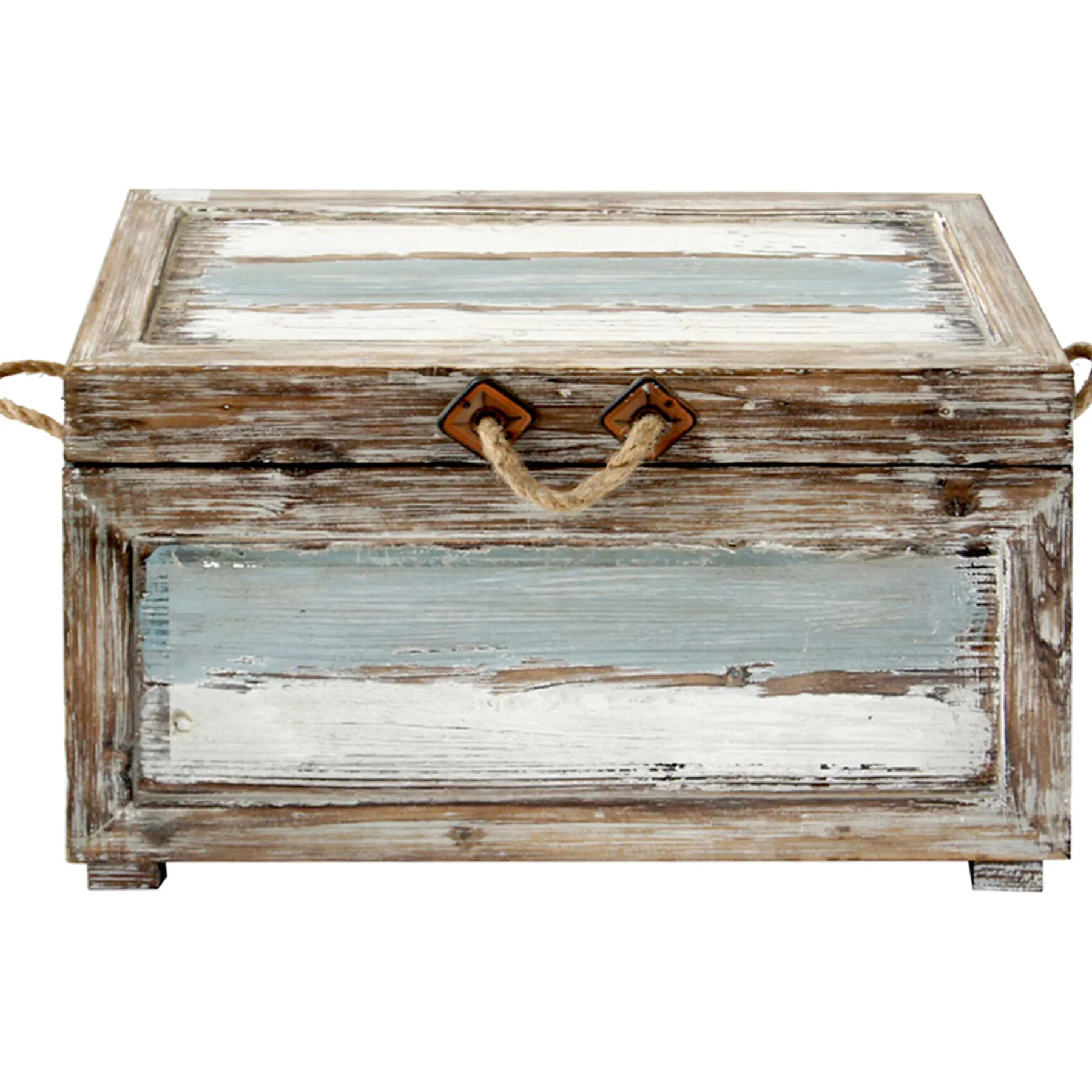 * Nantucket Weathered Wood Decorative Storage Trunk, Medium Fashion< Accent Tables