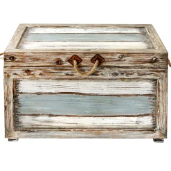 * Nantucket Weathered Wood Decorative Storage Trunk, Large Opening Sales< Accent Tables