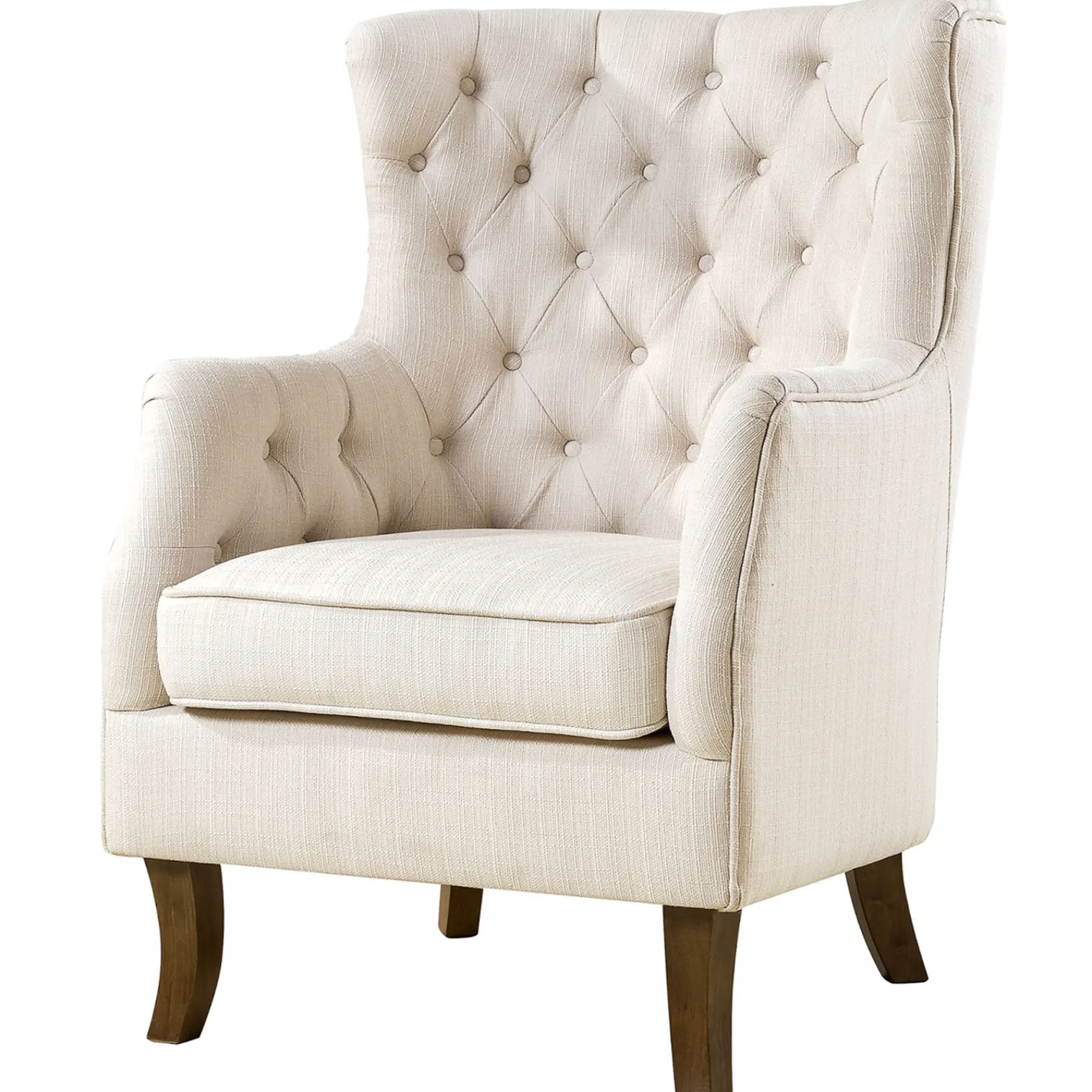 * Norfolk Cream Linen Tufted High Back Arm Chair Promotion< Accent Chairs