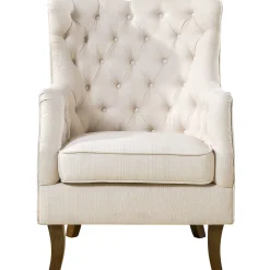 * Norfolk Cream Linen Tufted High Back Arm Chair Promotion< Accent Chairs