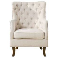 * Norfolk White Tufted Accent Chair, Kd Opening Sales< Accent Chairs