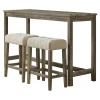 * Oak Lawn Light Grey 3-Piece Sofa Table Set With Ivory Upholstered Counter Stools, 42 Cheaper< Dining Tables & Sets
