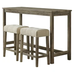 * Oak Lawn Light Grey 3-Piece Sofa Table Set With Ivory Upholstered Counter Stools, 42 Cheaper< Dining Tables & Sets
