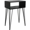 * Open-Storage Accent Table With Hairpin Legs, Dark Grey Outlet< Accent Tables