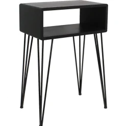* Open-Storage Accent Table With Hairpin Legs, Dark Grey Outlet< Accent Tables