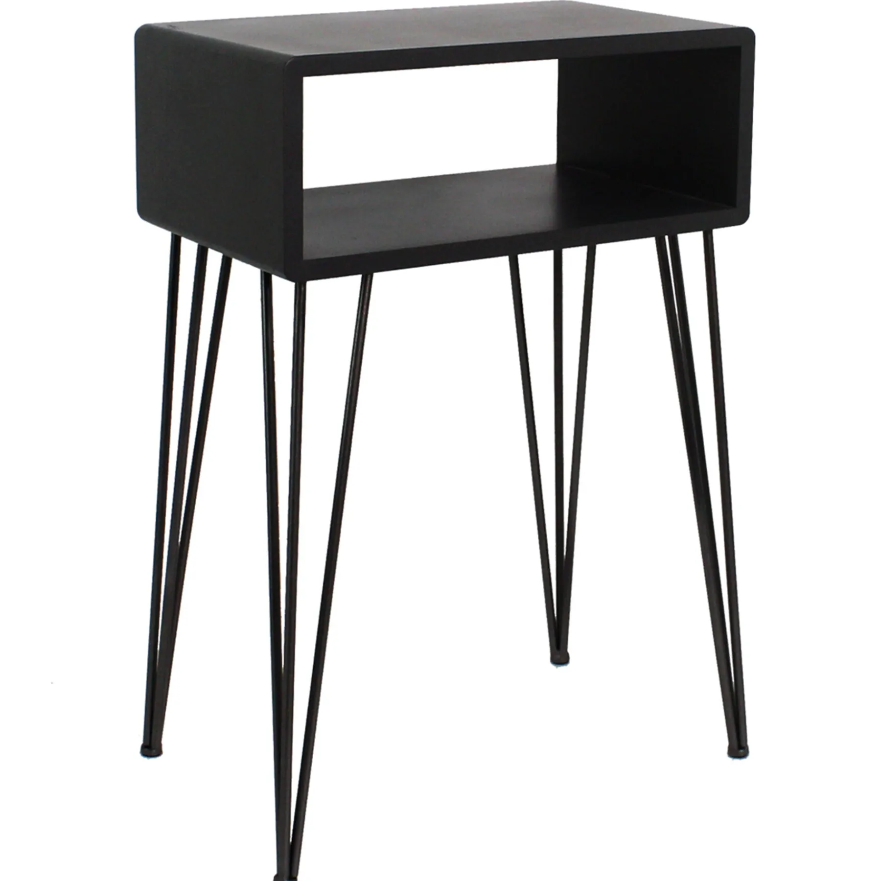 * Open-Storage Accent Table With Hairpin Legs, Dark Grey Outlet< Accent Tables