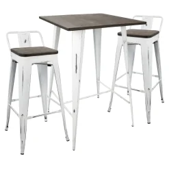 * Oregon 3-Piece White Dining Table Set Premium< Dining Tables & Sets