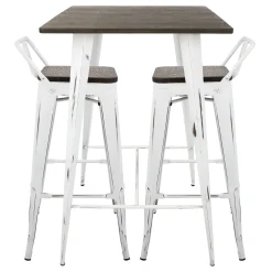 * Oregon 3-Piece White Dining Table Set Premium< Dining Tables & Sets