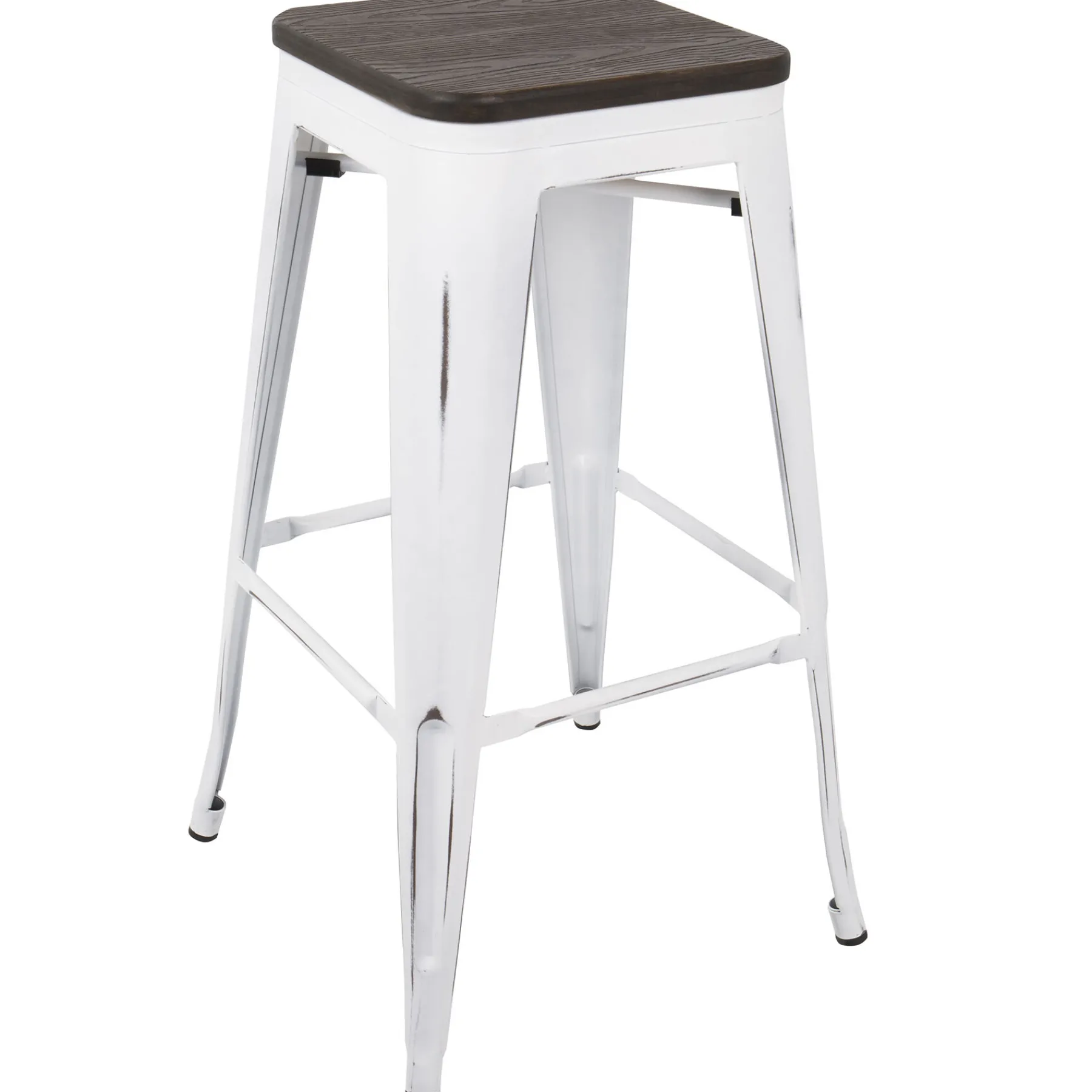 * Oregon Vintage White Industrial Backless Barstool, 30 Opening Sales< Barstools