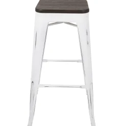 * Oregon Vintage White Industrial Backless Barstool, 30 Opening Sales< Barstools