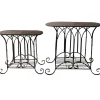 * Oval Wood Top Gothic Table With Brown Arch Decorative Metal, Small Good Quality< Accent Tables