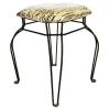 * Paris Post Matte Black Wire Vanity Stool/Taupe Printed Fabric Seat Gift Selection< Stools & Benches