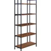 * Parkview 5 Tier Metal & Wood Veneer Bookshelf Opening Sales< Office