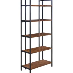 * Parkview 5 Tier Metal & Wood Veneer Bookshelf Opening Sales< Office
