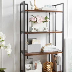 * Parkview 5 Tier Metal & Wood Veneer Bookshelf Opening Sales< Office