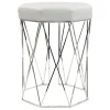 * Prisma Chrome Wire Vanity Stool/Padded White Faux Leather Seat Featured< Stools & Benches