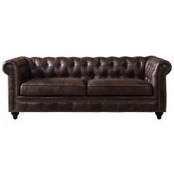 * Providence Chesterfield Brown Faux Leather Tufted Sofa, 79 Opening Sales< Sofas & Settees & Loveseats