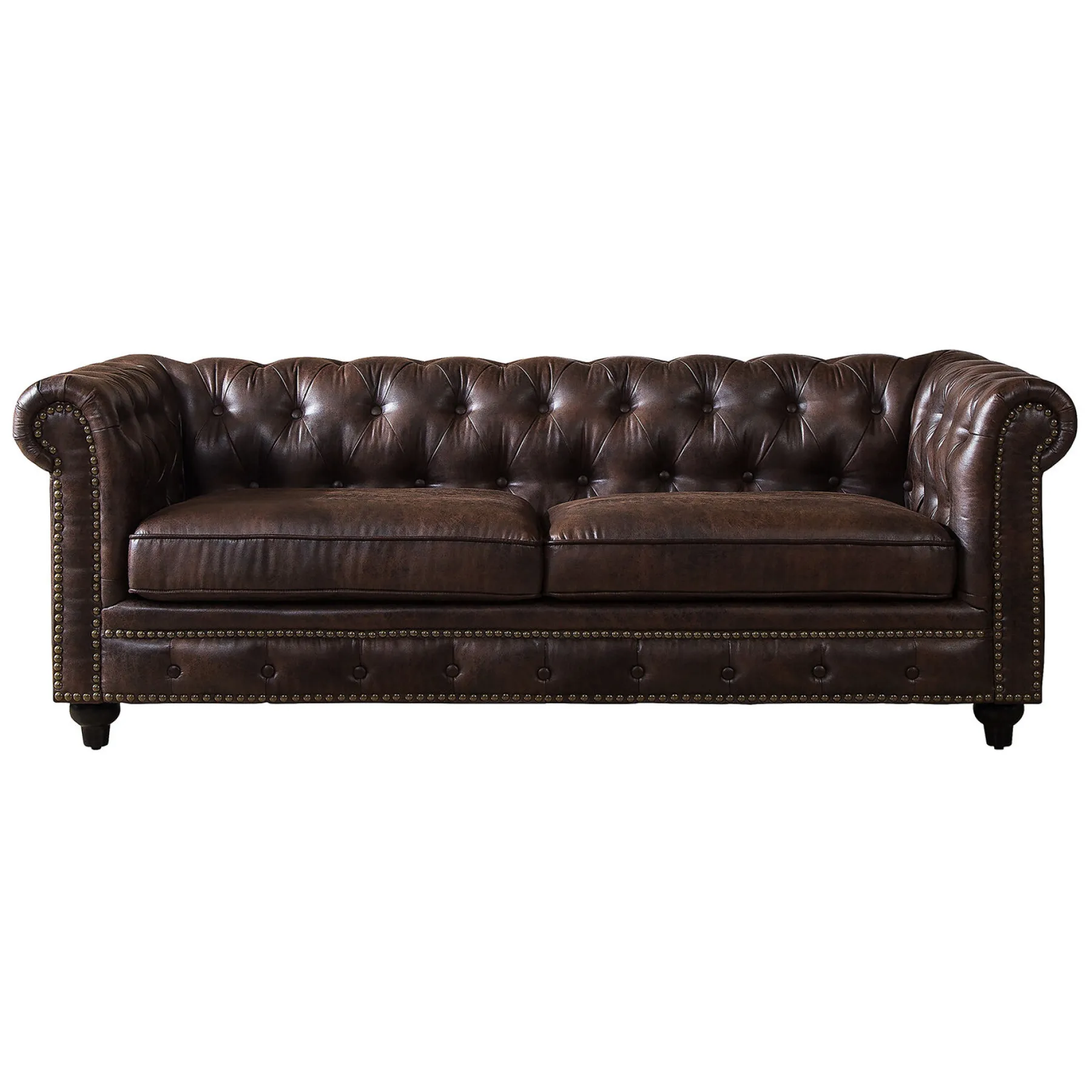 * Providence Chesterfield Brown Faux Leather Tufted Sofa, 79 Opening Sales< Sofas & Settees & Loveseats