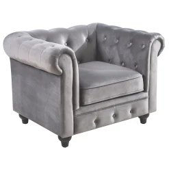 * Providence Chesterfield Grey Velvet Tufted Chair Fashion< Accent Chairs