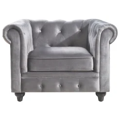 * Providence Chesterfield Grey Velvet Tufted Chair Fashion< Accent Chairs