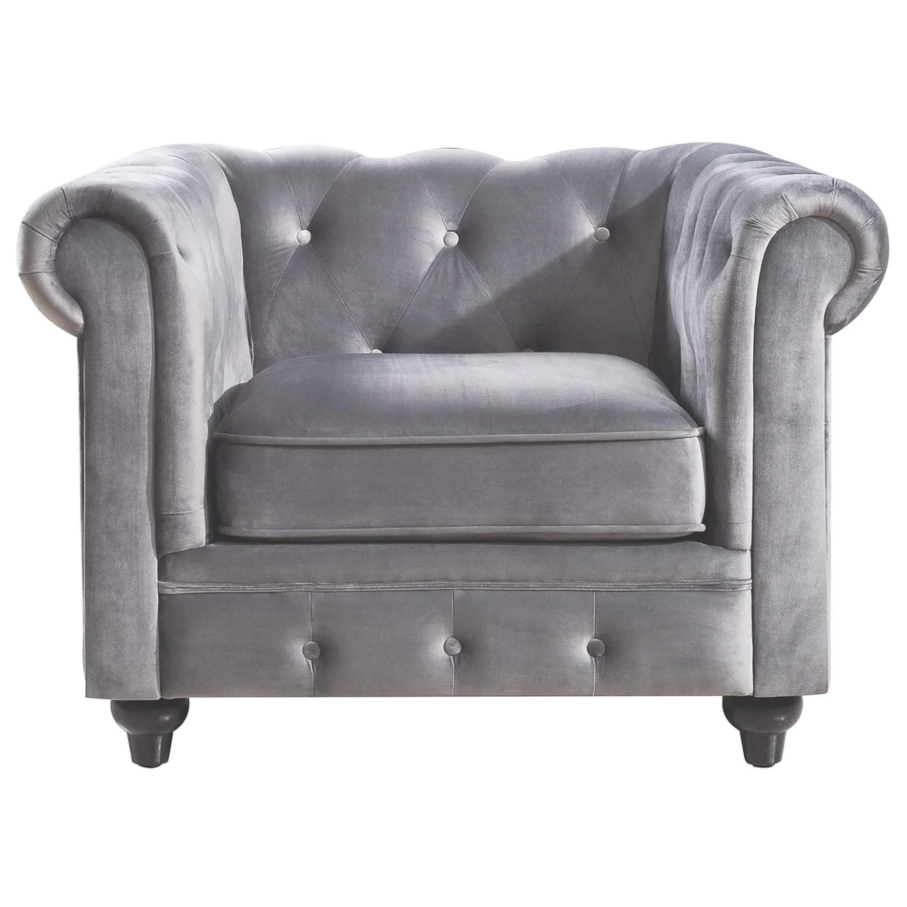 * Providence Chesterfield Grey Velvet Tufted Chair Fashion< Accent Chairs
