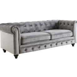 * Providence Chesterfield Grey Velvet Tufted Sofa, 79 Promotion< Sofas & Settees & Loveseats
