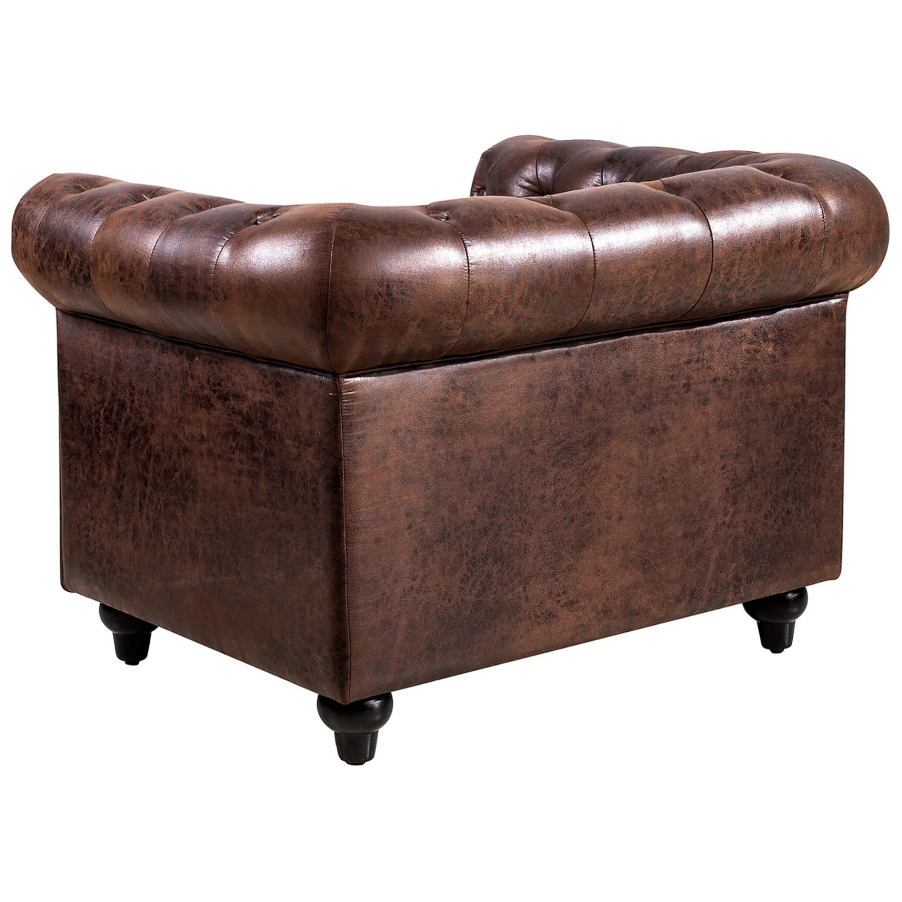 * Providence Chesterfield Tufted Brown Faux Leather Rolled Arm Chair Online Discount< Accent Chairs