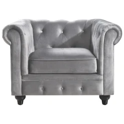 * Providence Chesterfield Tufted Grey Velvet Rolled Arm Chair Discount Online< Accent Chairs