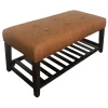 * Providence Collins Leather Bench, Brown Opening Sales< Stools & Benches