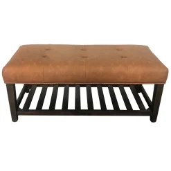 * Providence Collins Leather Bench, Brown Opening Sales< Stools & Benches