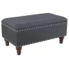 * Providence Jasmine Linen Storage Ottoman, Charcoal Grey Premium< Benches