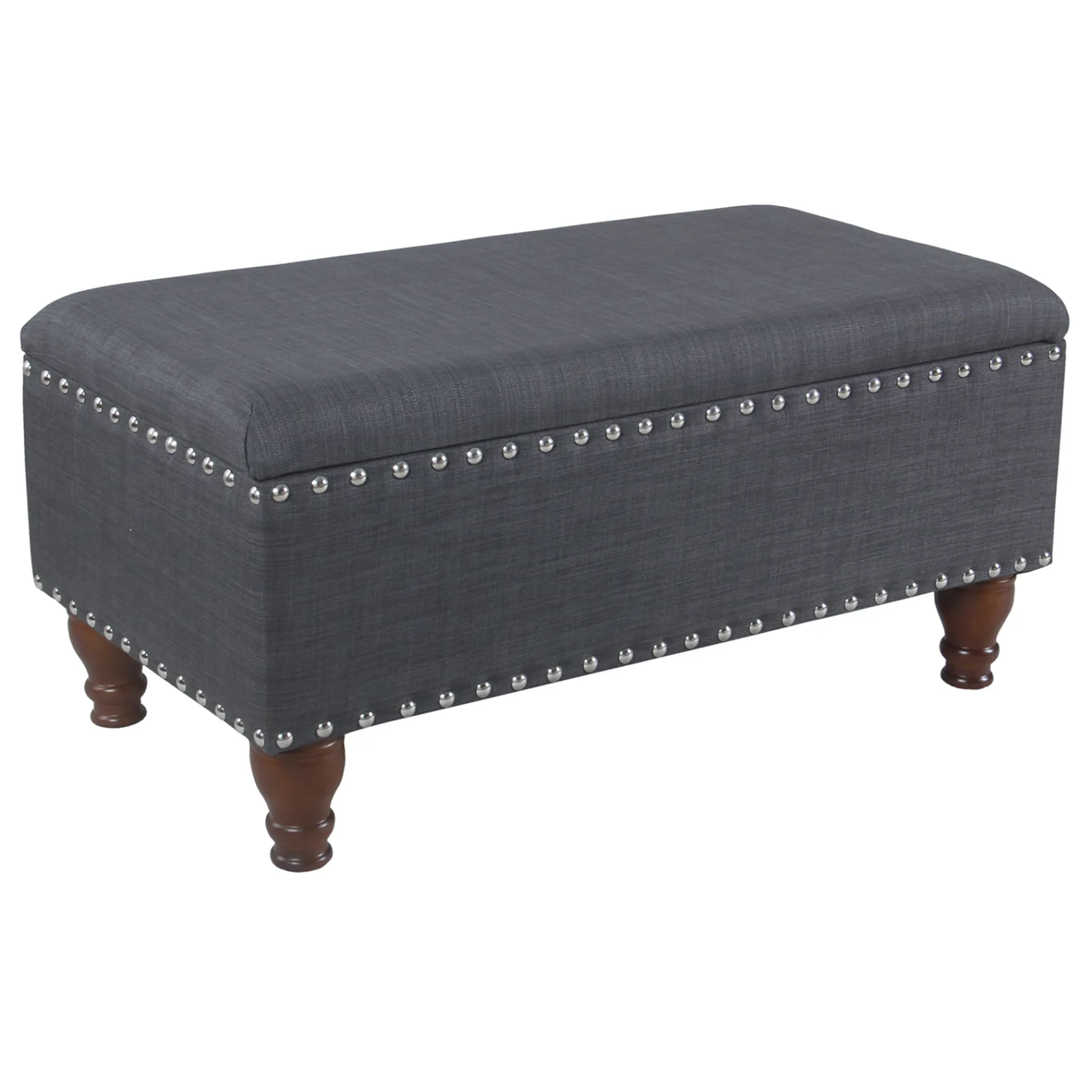 * Providence Jasmine Linen Storage Ottoman, Charcoal Grey Premium< Benches