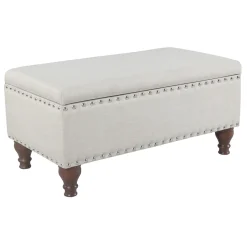 * Providence Jasmine Linen Storage Ottoman, Beige Outlet< Benches