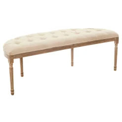 * Providence Lourdes Tufted Curved Bench, Neutral Clearance< Stools & Benches