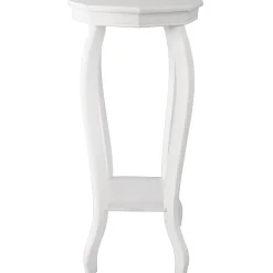 * Providence White Wood Octagon Top Plant Stand Opening Sales< Plant Stands