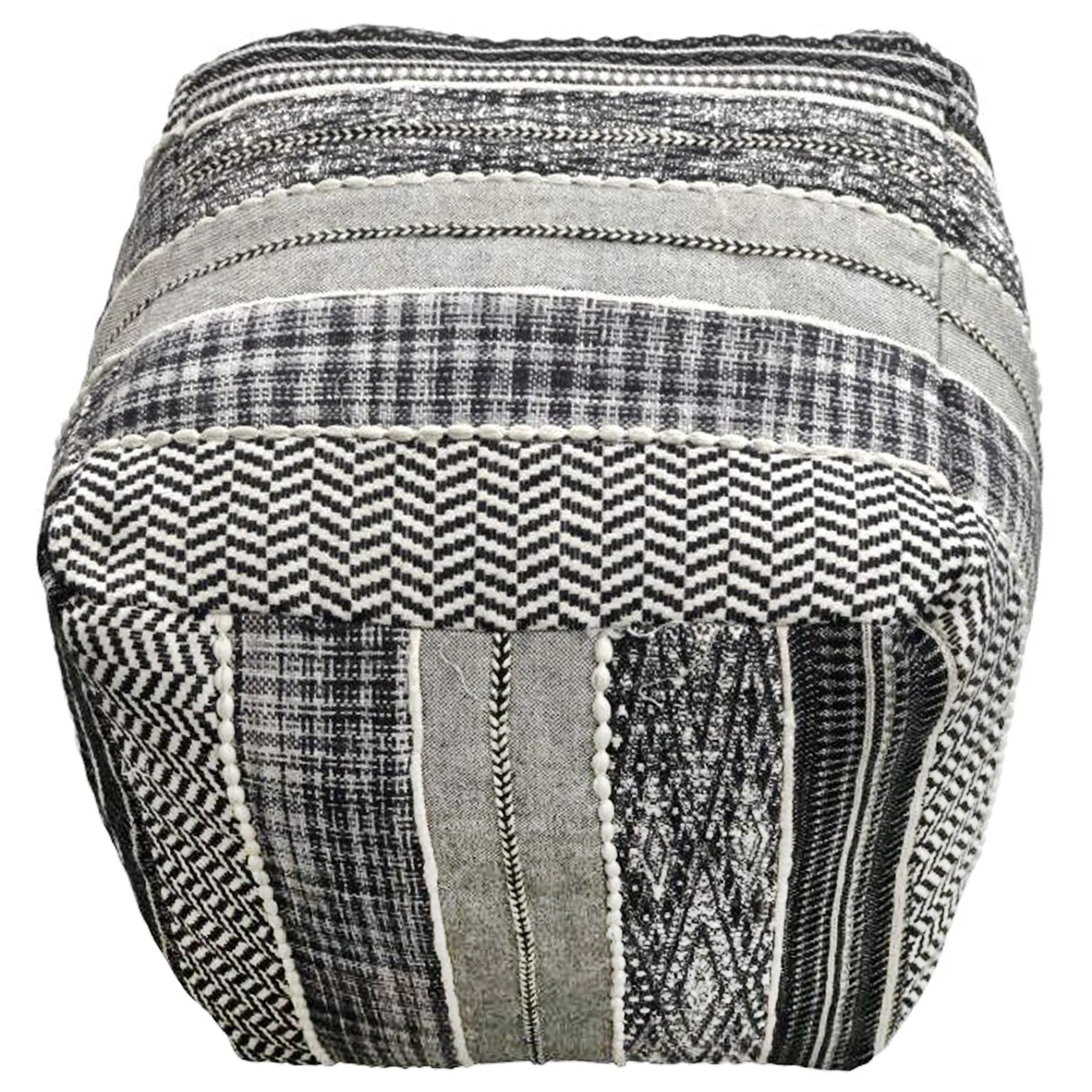 * Ray Handwoven Striped Square Pouf Low Price< Ottomans & Poufs