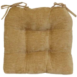 * Reese Chenille Gold Chair Pad Opening Sales< Dining Chair Cushions & Pads