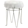 * Rion Chrome Wire Vanity Stool/Padded White Faux Fur Seat Opening Sales< Stools & Benches