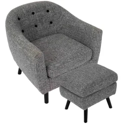 * Rockwell Accent Chair & Ottoman Set, Salt & Pepper Opening Sales< Accent Chairs