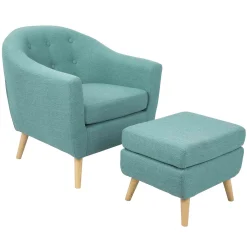 * Rockwell Accent Chair & Ottoman Set, Teal Clearance< Accent Chairs