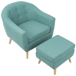 * Rockwell Accent Chair & Ottoman Set, Teal Clearance< Accent Chairs