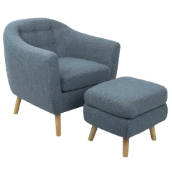 * Rockwell Accent Chair & Ottoman Set, Blue Bargain Sale< Accent Chairs