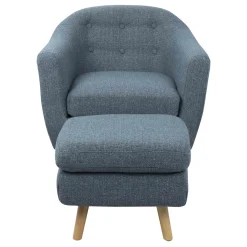 * Rockwell Accent Chair & Ottoman Set, Blue Bargain Sale< Accent Chairs