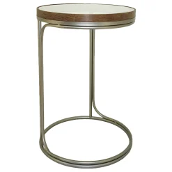 * Round Clear-Top Metal C-Table, Small Opening Sales< Accent Tables