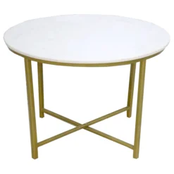 * Round Gold Coffee Table With Marble Top Low Price< Coffee & End Tables