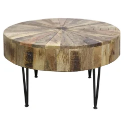 * Round Mango Wood Coffee Table With Metal Hairpin Legs Cheaper< Coffee & End Tables