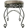 * Round Metal Scroll Vanity Stool With French Script Cushion Flash Sale< Stools & Benches