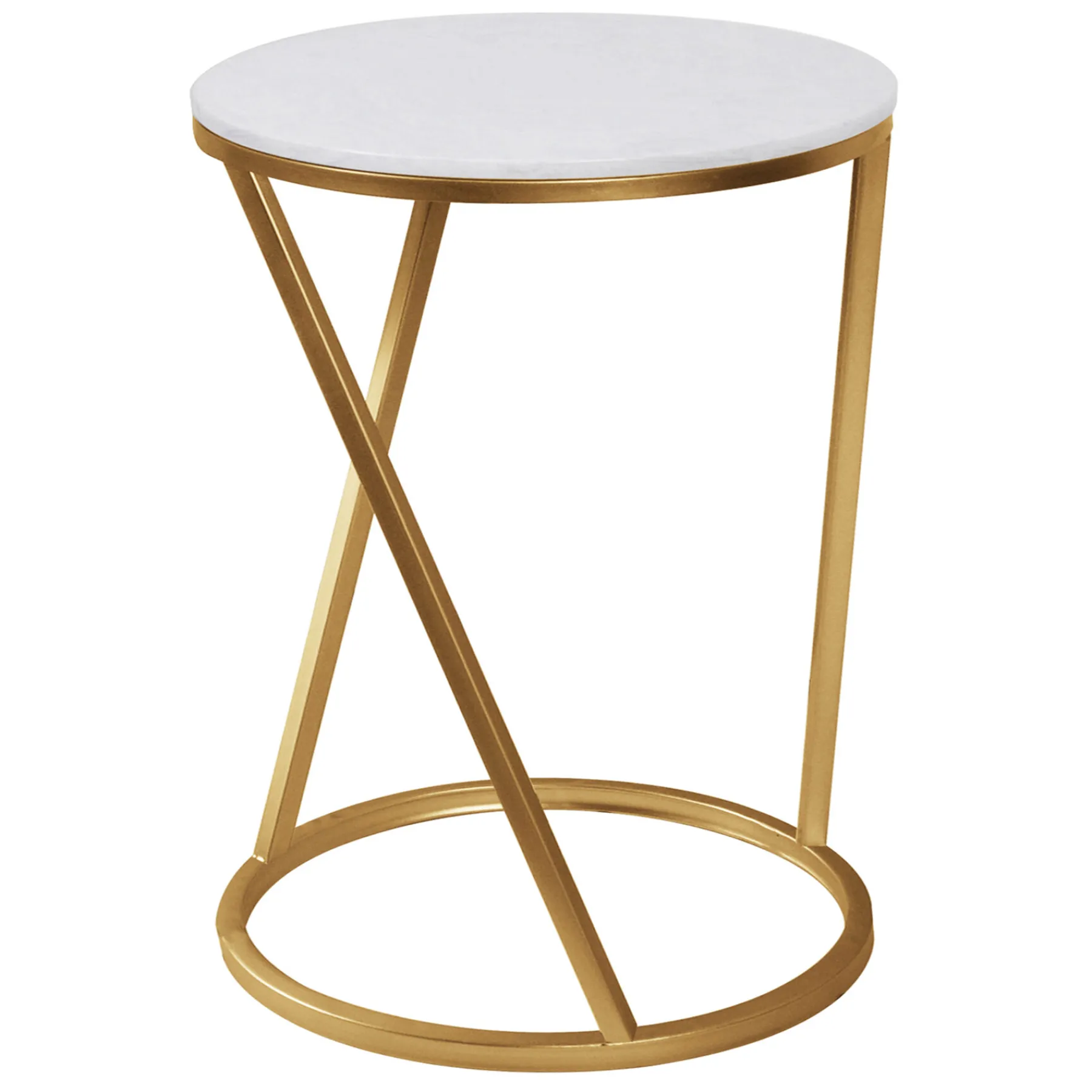 * Round Quartz Top Accent Table With Gold Metal Base, Small Exquisite Gifts< Accent Tables