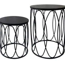* Round Wood Top With Oval Metal Table, Small Promotion< Accent Tables